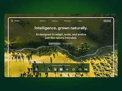 Glass UI meets nature-inspired AI. ai glassmorphism herosection interface ui uxdesign