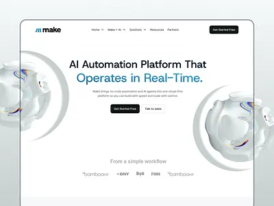 Make AI automation platform 3d animation 3d visualization ai ai app ai assistant ai automation platform ai automation website design ai dashboard ai landing page ai web design ai website app health solutions app real time ai real time ai agent in action saas ai saas ai website ui ux design عربي