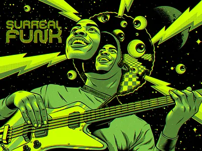 Surreal Funk afro black design font funk green illustration music psychedelic rb retro seventies soul surrealism trippy type typography vector vintage