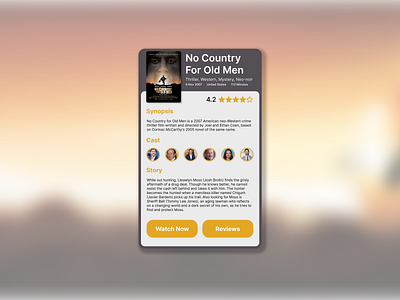 Movie Info Card branding card country daily daily 100 challenge daily ui dailyui design film for info info card men movie no no country for old men old ui ux watch