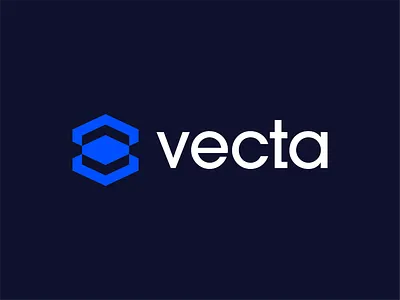 Vecta - Tech & SaaS Logo Concept appicon blue brandidentity branding darkmode geometric layers logo logodesign saas sansserif software techlogo technology typography vector
