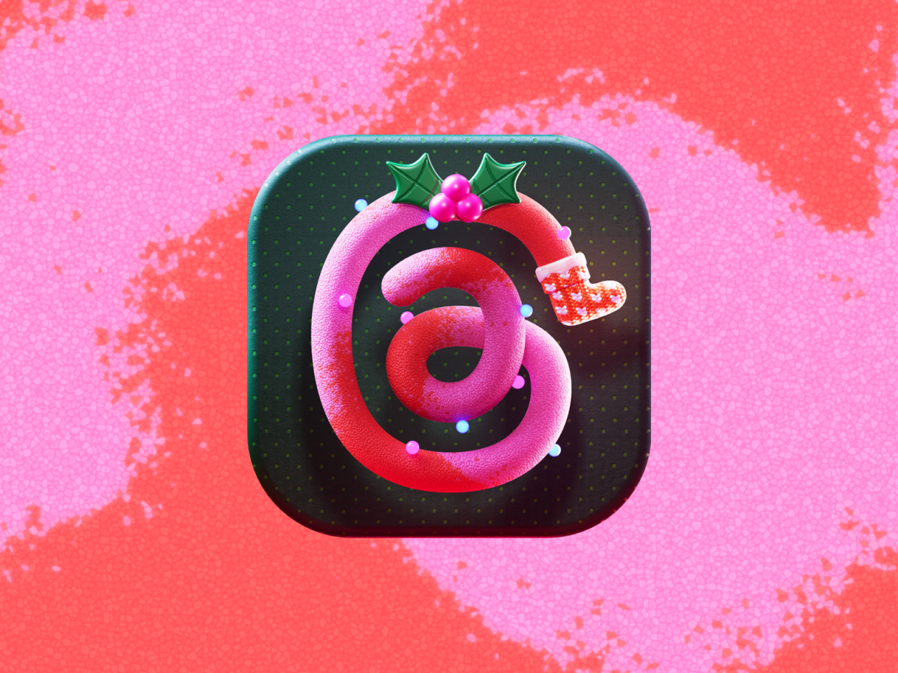 Threads Holiday Icon 🎄 3d 3d illustration branding c4d design graphic design illustration ios ios icon logo ui vector