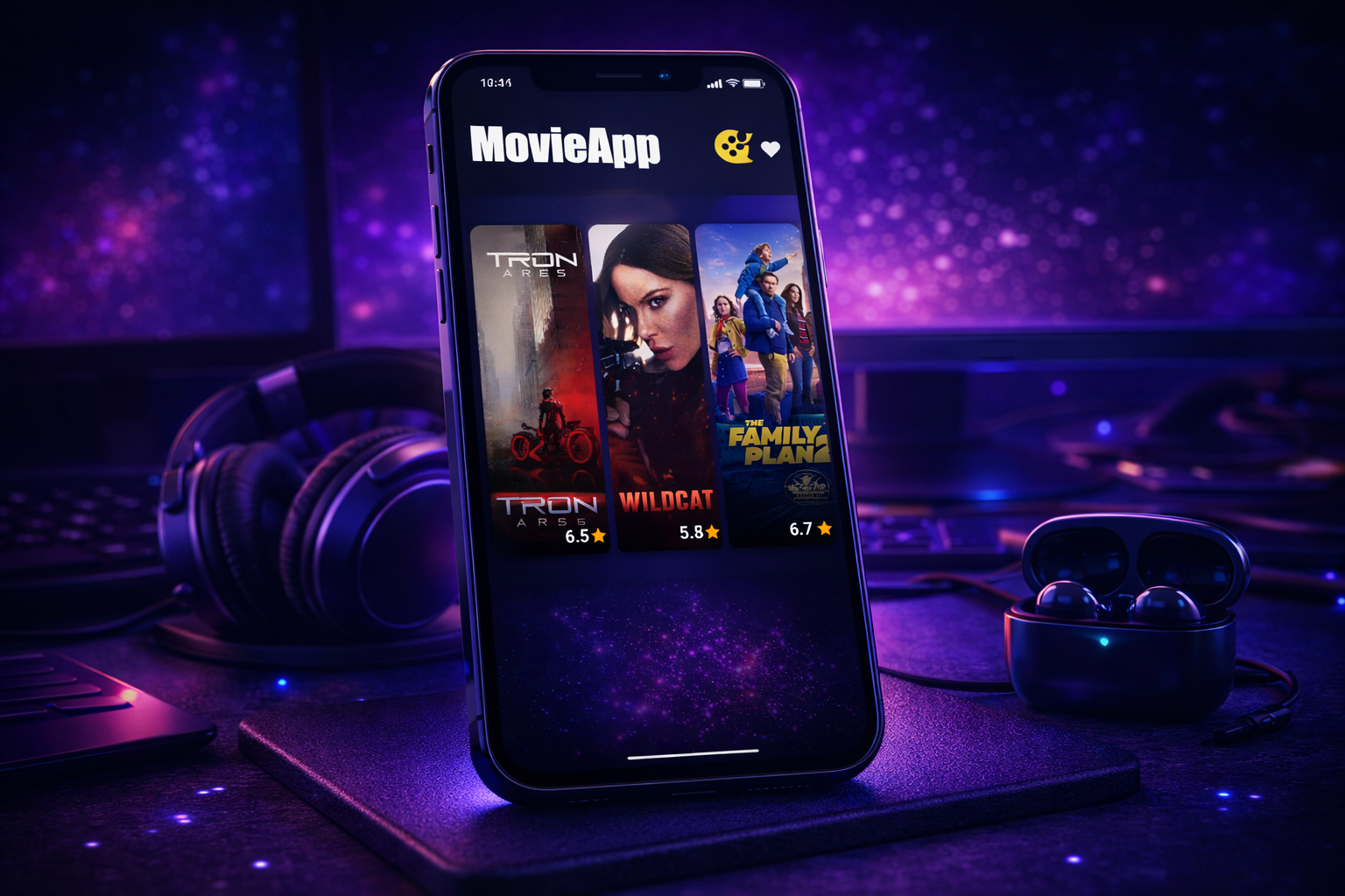 MovieApp — Mobile Movie Discovery UI 3d ai design ai powered app ai ui animation app design branding chat interface chatbot ui design graphic design illustration logo motion graphics ui web app ui