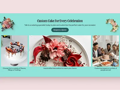 RFQ Section in a Bakery Site bakery blue figma homepage landing page nola product redesign rfq ui user interface ux web design website