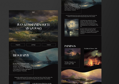 website for a review of Aivazovsky's work design graphic design website