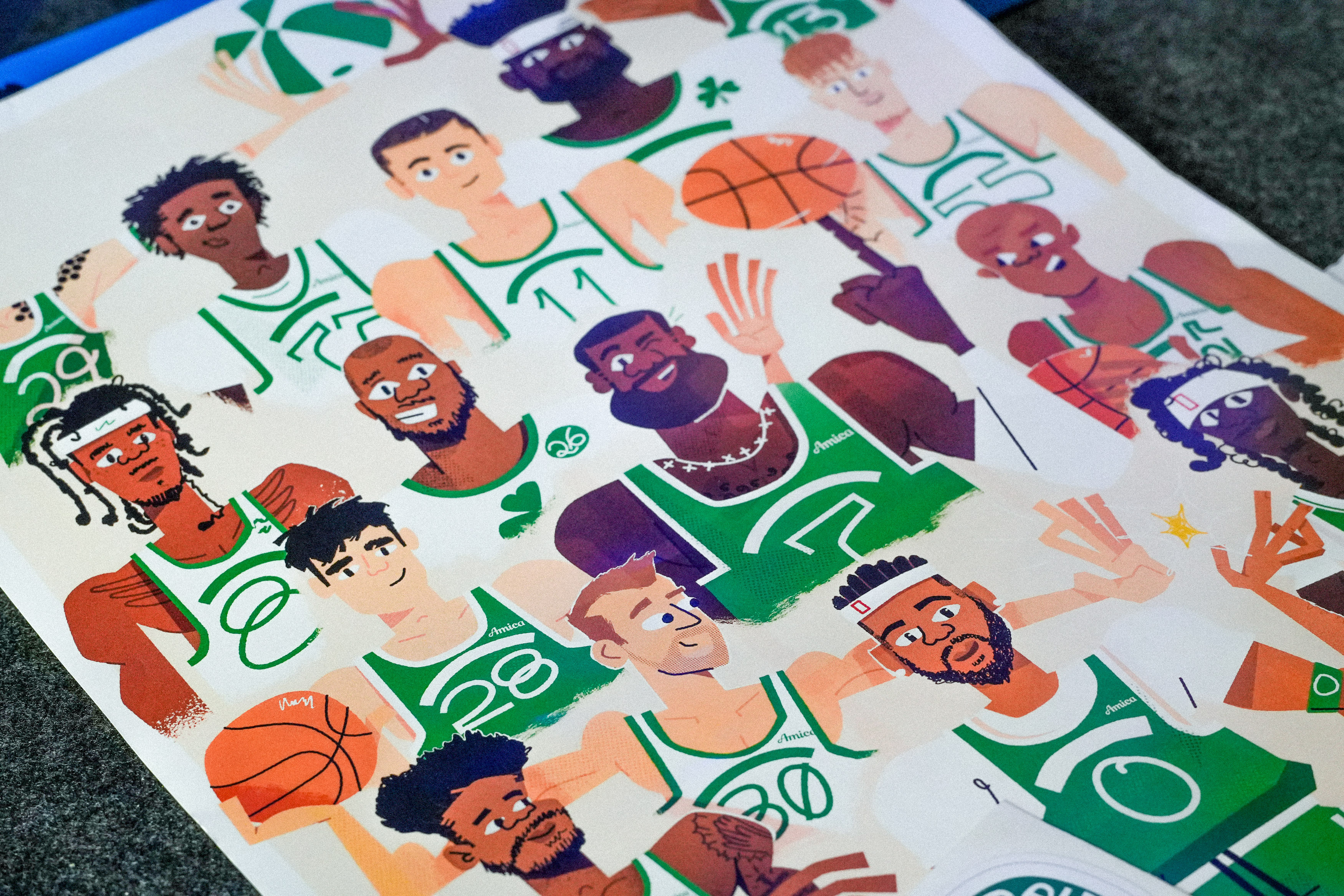 Celtics Poster basketball bball boston celtics character character design cute dunk illustration illustrator portrait simple texture vector