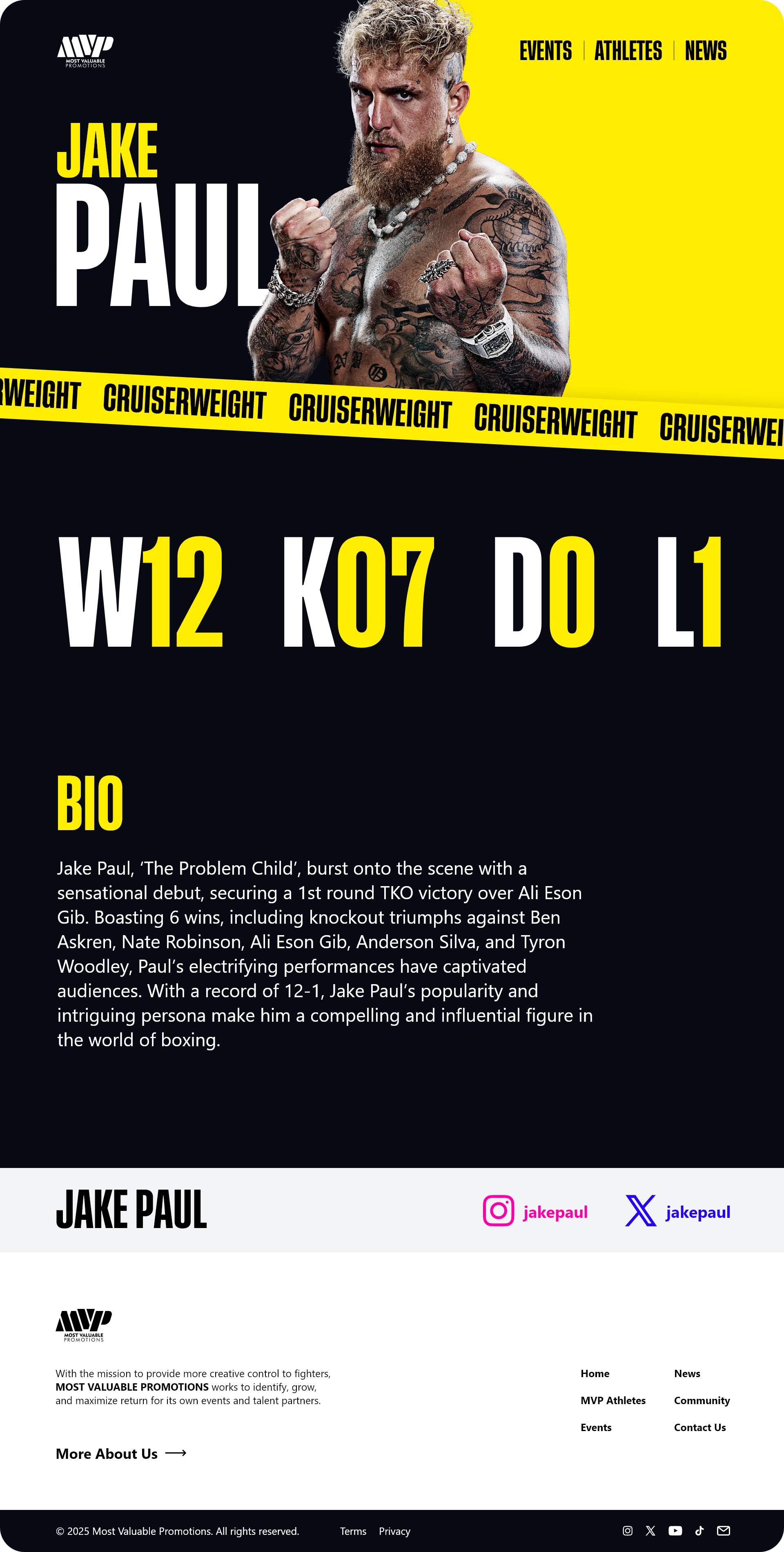 Jake Paul MVP New Website Idea | Concept boxing concept creative fight graphic design jake paul landing page modern design mvp ufc web design