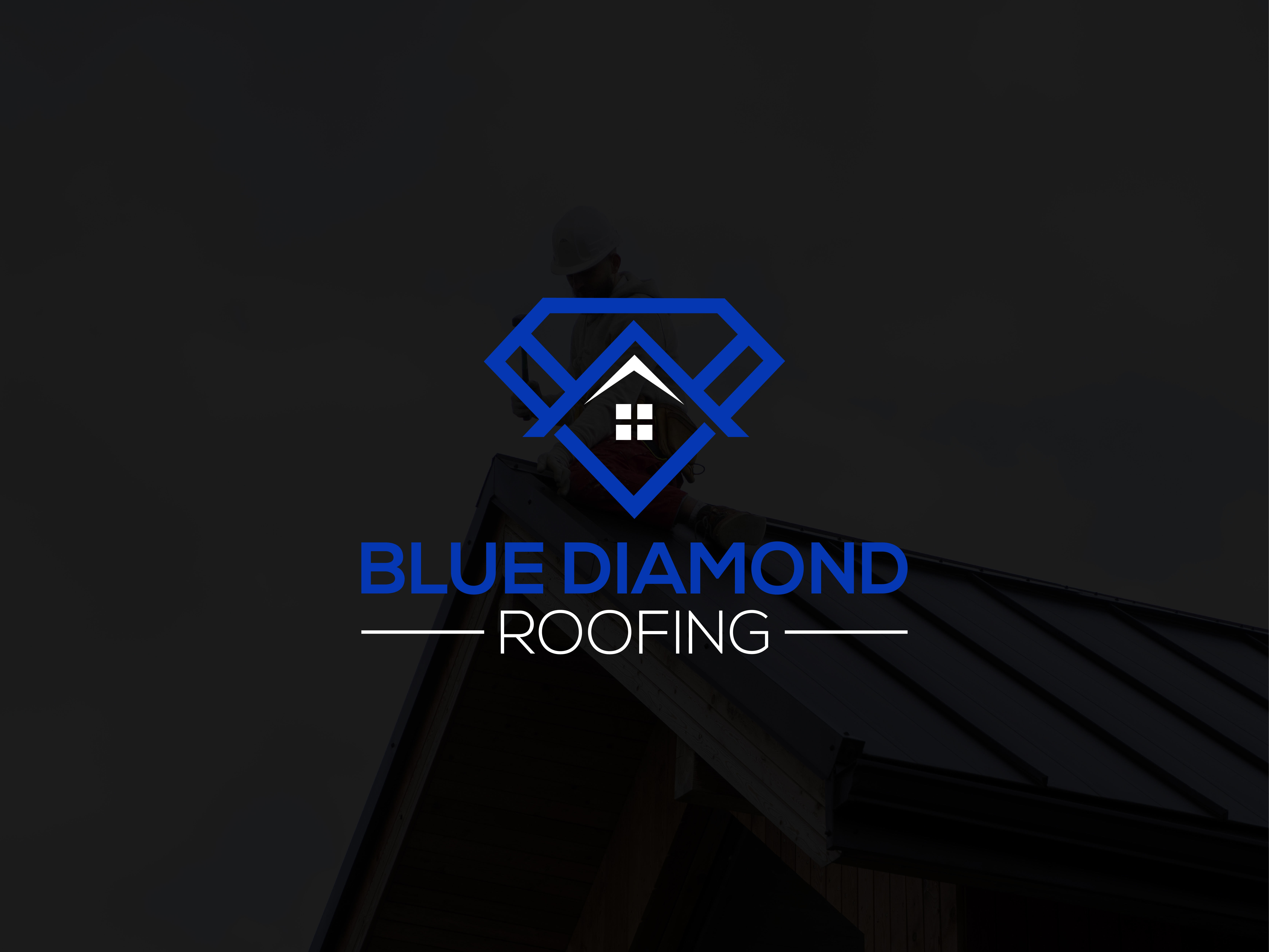 BLUE DIAMOND ROOFING LOGO bluediamondroofing brandidentity cleanbranding constructionlogo contractorbranding diamondlogo graphicdesign logodesign modernlogo professionallogo roofingbrand roofinglogo