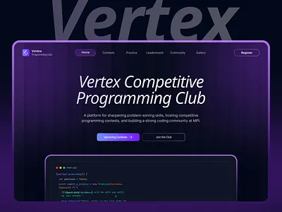 Vertex Competitive programming club! ai ai website animated card contest darksite programming uiux ux web website