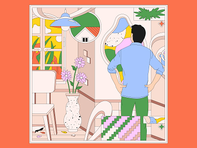 Daydreaming 🌸✨🏠 character color palette color scheme colorful daydreams digital art dreams flowers grid happy house illustration illustrator room symbols vector vector art vectorart vectors vibrant