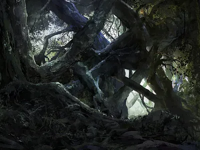 Intertwined Forest digitalart environment forest illustration landscape noai trees woods