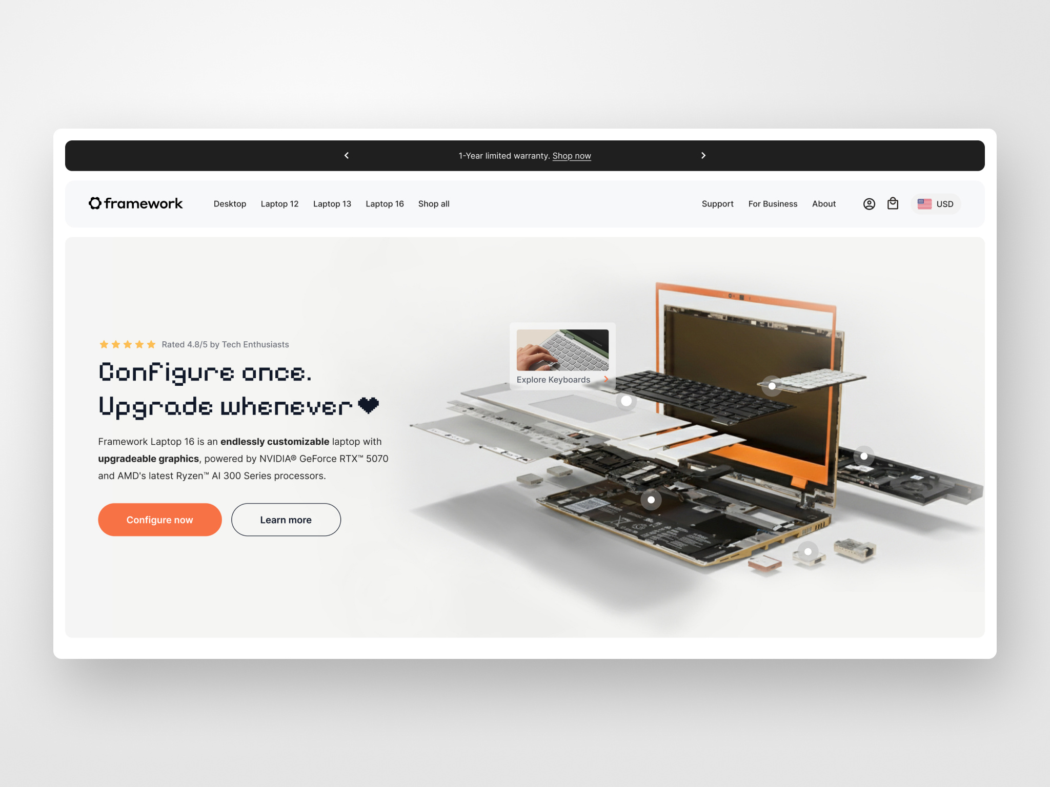 Framework - Homepage Above-the-Fold Redesign cro ecommerce homepage redesign tech ui inspiration web design website design