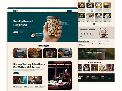 A Modern Coffee Shop Full Landing page Experience cafe branding cafe website design coffee landing page coffee shop website coffee website ui creative website figma design food website landing page design minimal ui modern website restaurant landing page ui design ux design web design