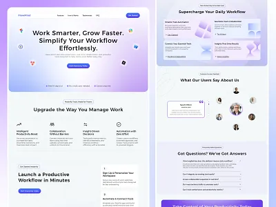 Productivity Workflow SaaS Website Design anrdesk design efatuix landing page product product design saas saas design software startup design ui ux web web design