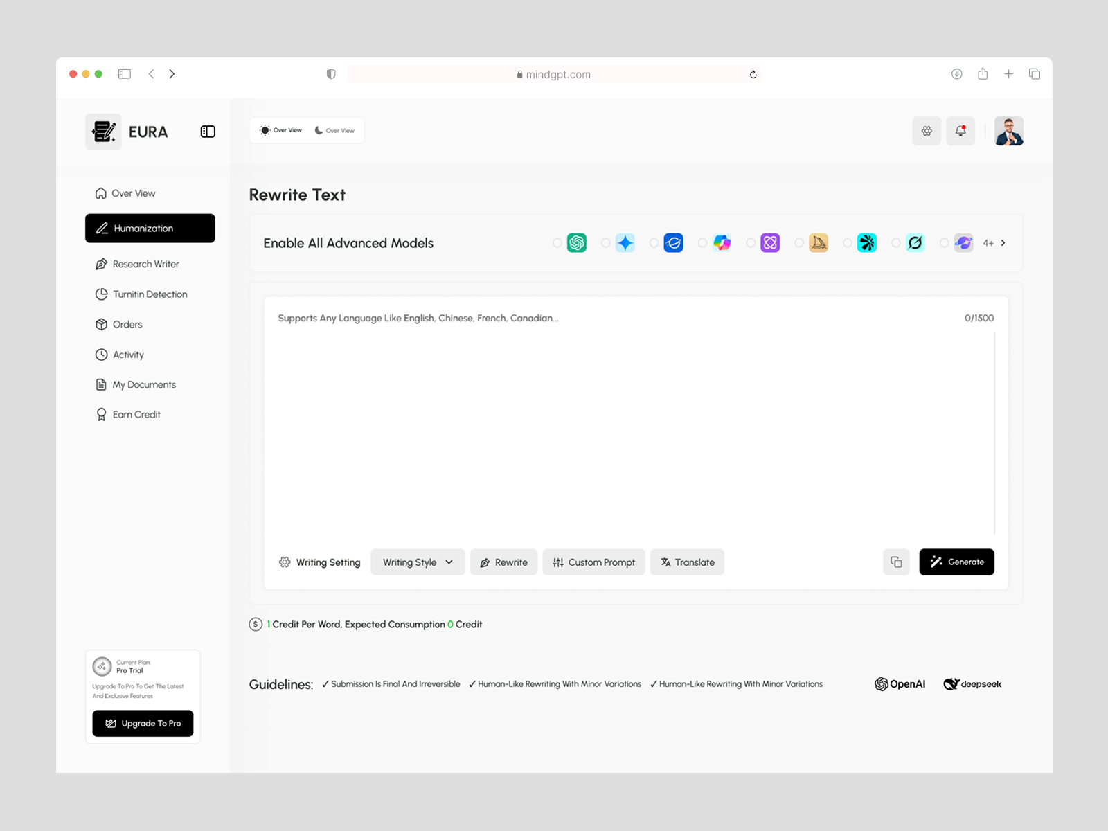 AI Humanizer - AI Detection Tool SaaS Dashboard Design ai detection ai humanizer ai humanizer saas interface product saas dashboard saas tool service startup ui ux web