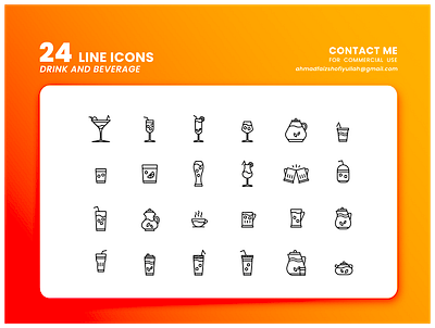 Icon Line Pack Drink and Beverage coffee design drink graphic design icon ui ux tea ui ux vector vectors