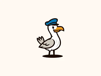 Seagull captain simple mascot logo seagull captain