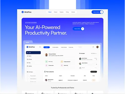 MindFlow – AI-Powered Productivity Landing Page ai saas design aidesign ideapeel landing page webflow landingpage mindflow productdesign saas uidesign uxdesign web app web ui webdesign webflow