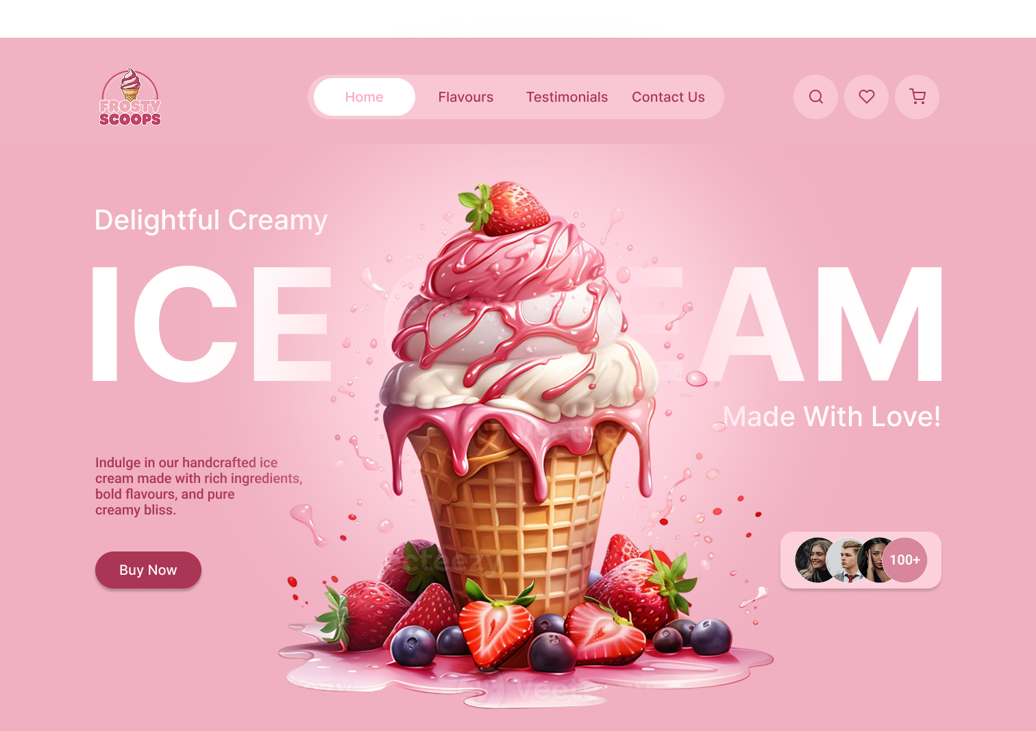IceCream Website Landing Page🍦💕 branding fun design graphic design hero page hero page design ice cream ice cream landing page ice cream website landing page pink typography ui ui ux