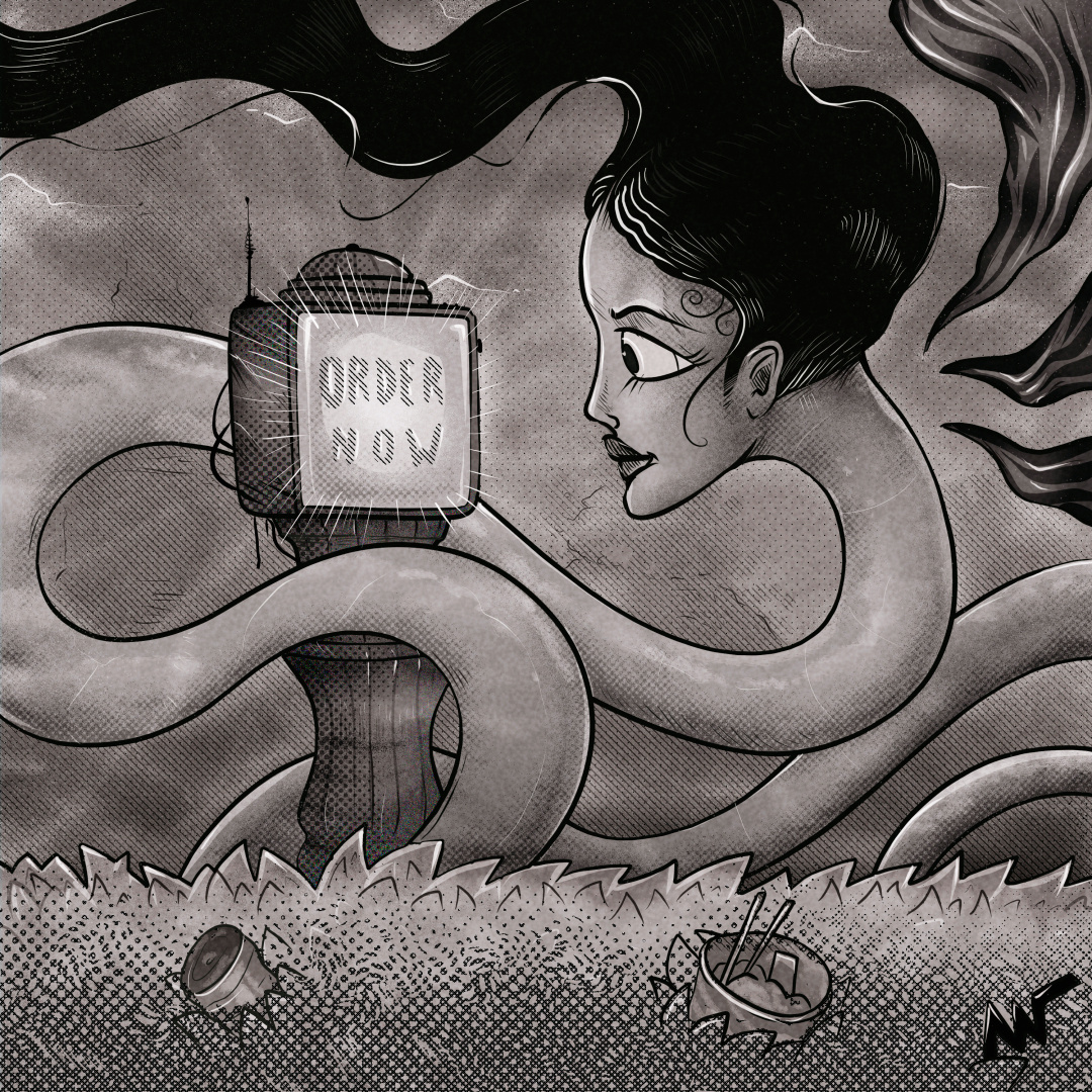 "Rokurokubi" art black and white branding cartoon color pencil comic cover design draw dream folklore horror illustration japanese manga music water ink