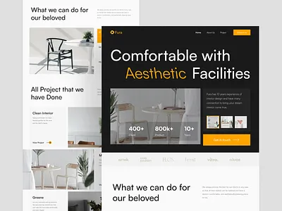 Fura - Interior Design Landing Page comfort furniture furniture website home interior interior design interior landing page landing page ui ui design web web design website website design