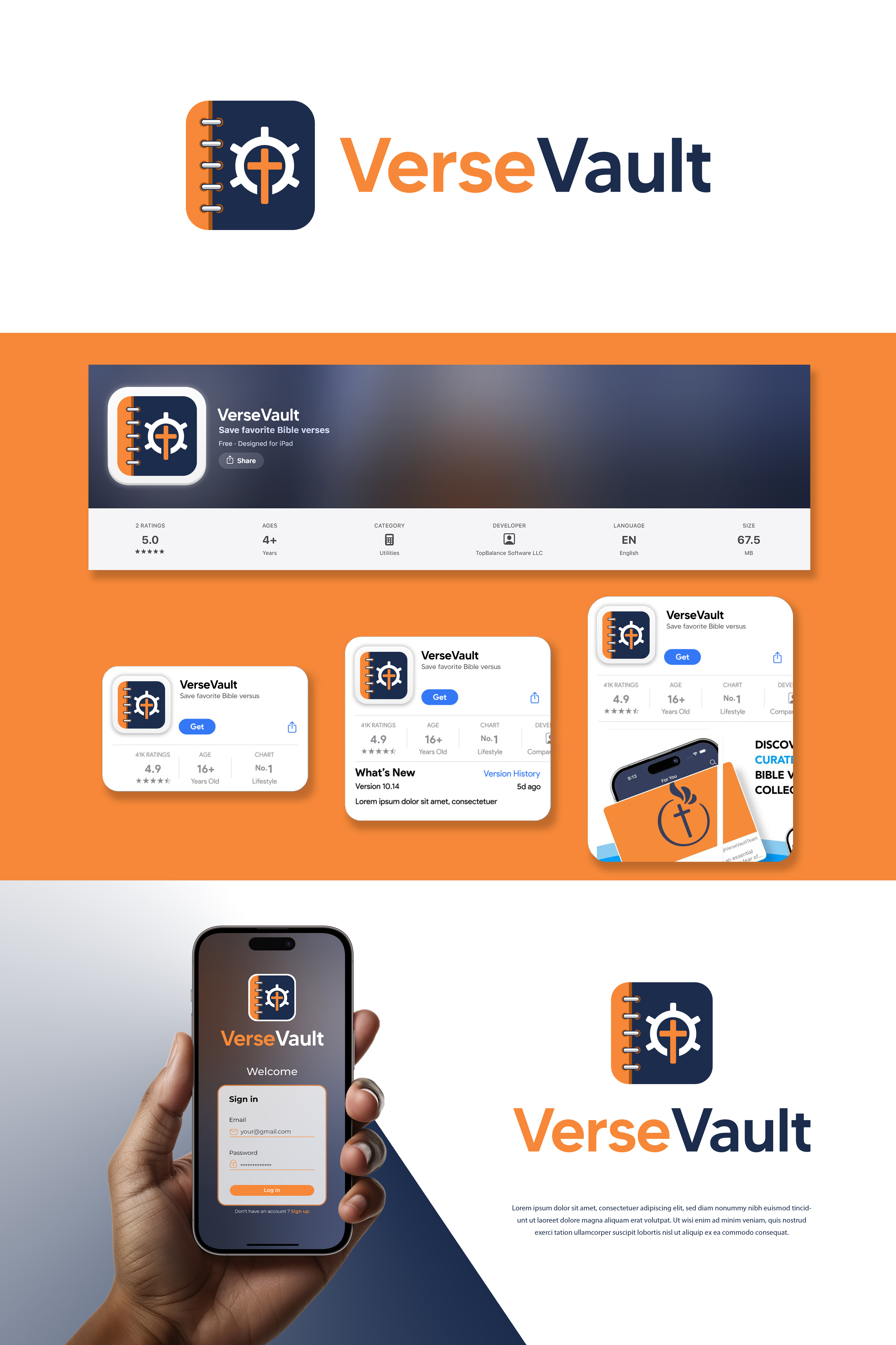 VerseVault Logo and App Icon Design 3d animation branding design graphic design illustration logo motion graphics ui vector