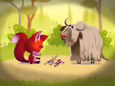 Fox & Yak animals animation book character forest fox illustration kids story tale woods yak