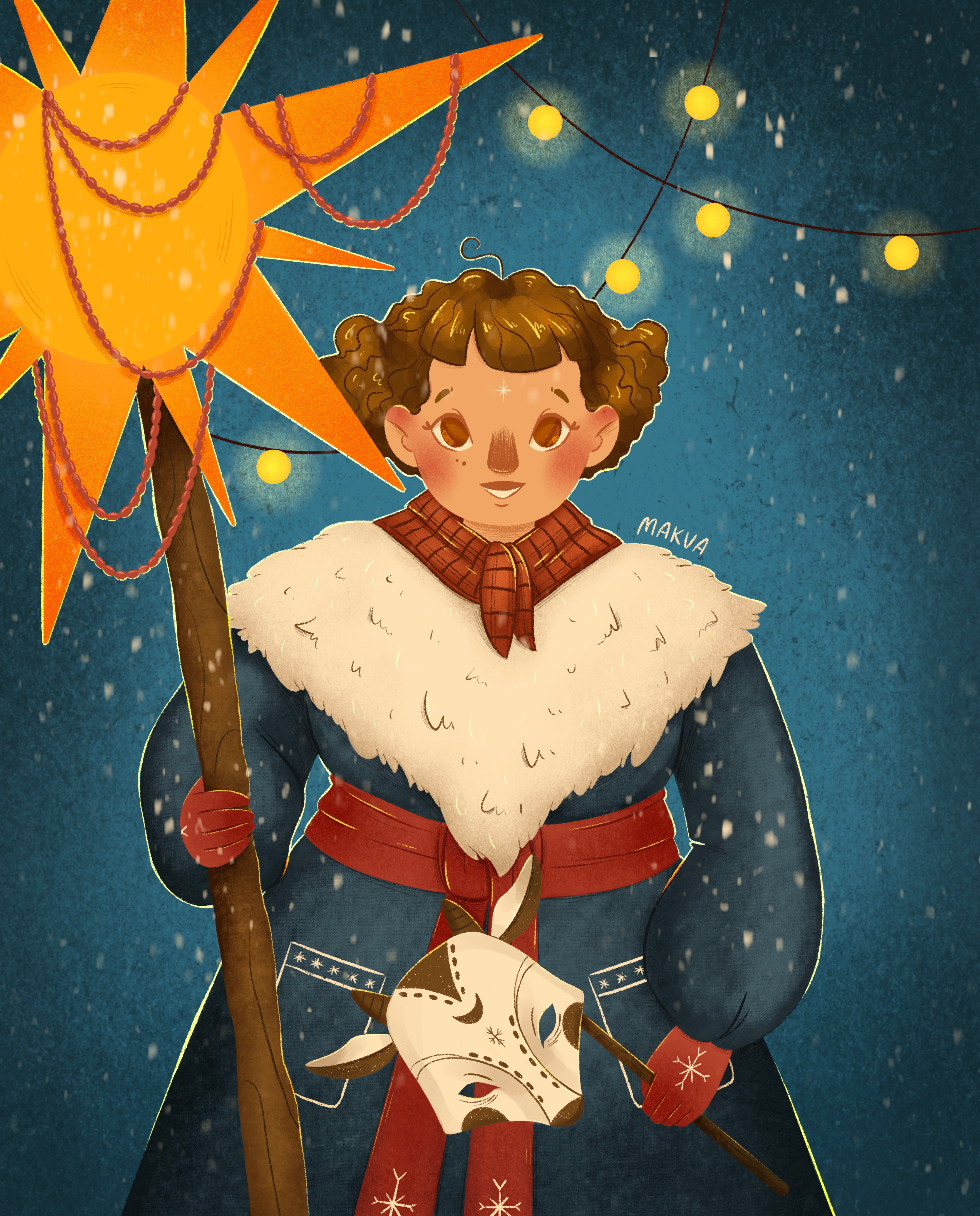 Christmas postcard cartoon character character character design childrens illustration girl illustration illustration postcard