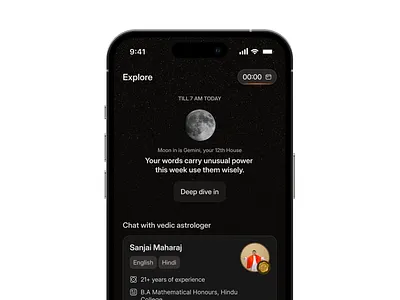 Astrology App app design clean ui dark mode illustration ios ios 26 ios app design ios widgets liquid glass minimal ui mobile app responsive design ui widgets