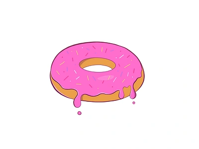 Donut with pink frosting art design graphic design illustration logo