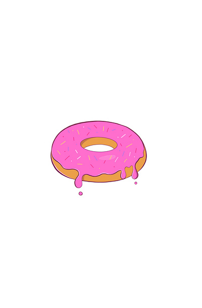 Donut with pink frosting art design graphic design illustration logo