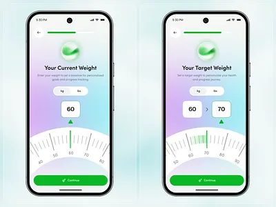 AI Health App Onboarding UI – Weight & Goal Setup ai app app app design design fitness app goal tracking habit tracker health app healthcare ui interaction design ios mobile mobile app onboarding startup ui weight tracking wellness app