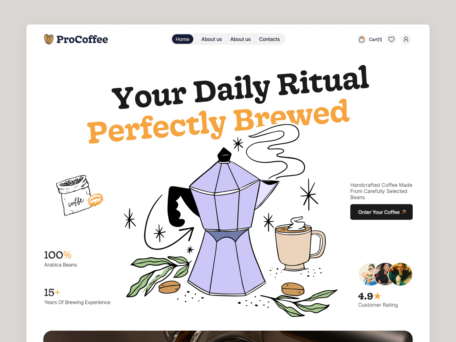 Procoffee – A smoother way to shop great coffee website app branding coffee coffee branding coffee landing page coffee shop coffee uiux ecommerce header uiux hero section modern website procoffee redesign responsive wesbite techwitpro webflow development website landing page wordpress wordpress development