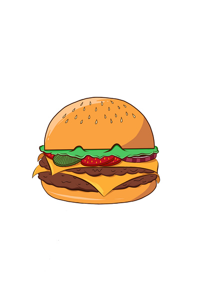 Double cheeseburger with tomato, cilantro and cucumber art art design graphic design illustration logo