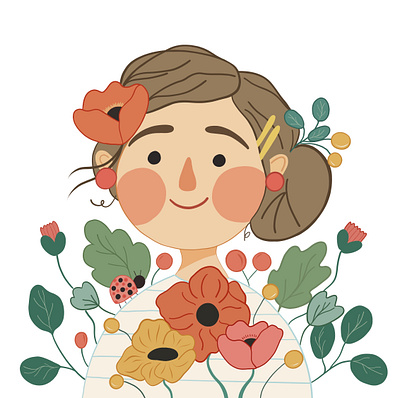 Pretty girl with flowers art art design graphic design illustration