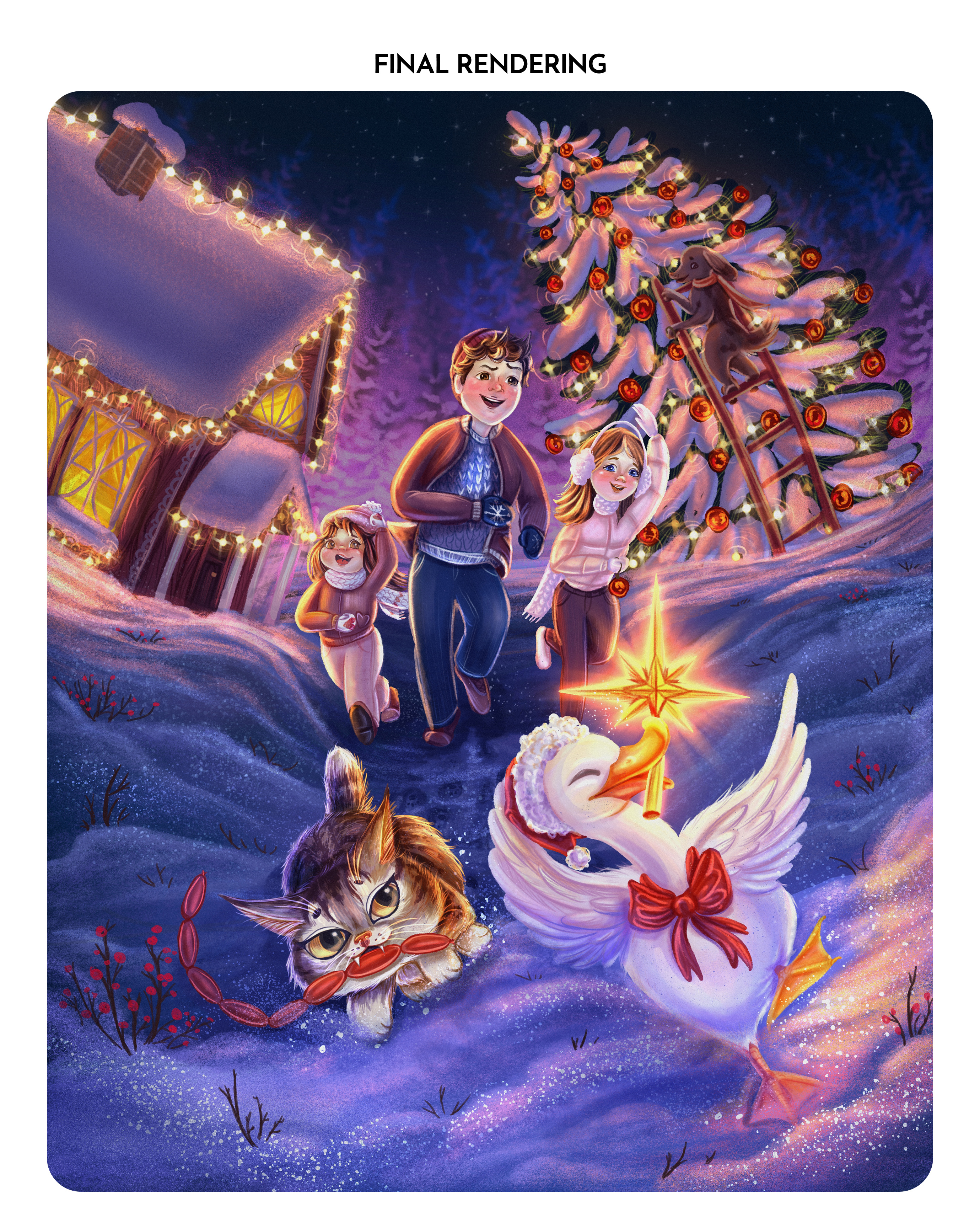 Christmas family illustration for a book 2d artist art book illustration book spread childrens illustration christmas illustration digital art digital illustration drawing illustration illustrator kidlit picture book procreate storybook