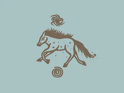 The Horse Year 🌀 branding classic design graphic design horse illustration logo mistyc nature plants spiral spiritual stars universe vector