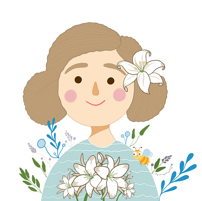 Pretty girl with flowers art art design graphic design illustration