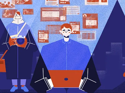 A frame from the Journalist’s Day motion flat illustration motion motion graphics