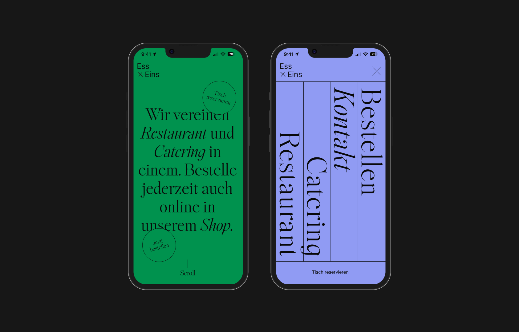 Web Design & Branding: Catering & Restaurant "essXeins" app art direction bold branding catering colorful creative direction delivery design design studio digital design graphic design illustration ordering restaurant shop ui web design