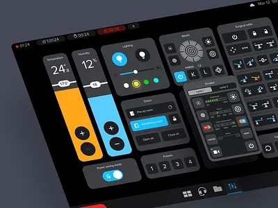 Operating room control panel clinical interface dark equipment grid healthcare hospital humidity iot lights medical medtech modular operating room surgical temperature ui widget