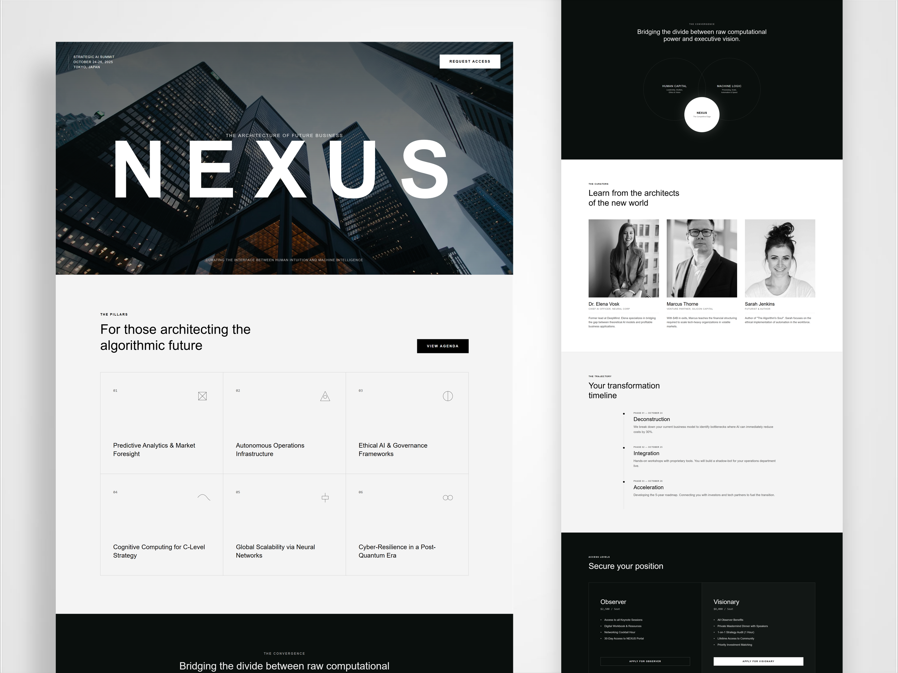 Nexus - AI & Machine Learning Enterprise Landing Page ai architecture artificial intelligence clean interface corporate website enterprise landing page layout minimalist monochrome saas tech typography ui ux web design