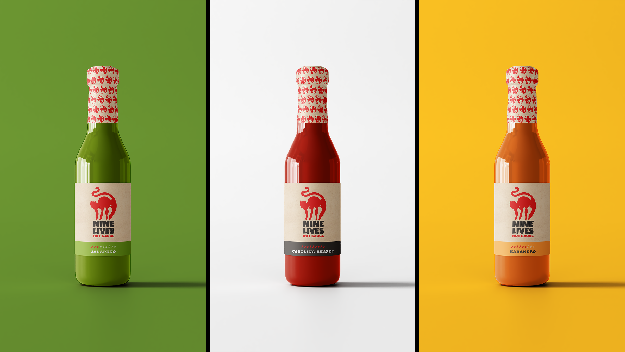 Nine Lives | Hot Sauce Packaging | Graphic Design branding graphic design hot sauce branding hot sauce design logo design package design packaging design