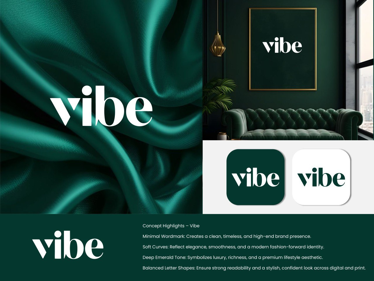 🔥 Vibe – Modern Minimal Wordmark Logo | For Sale 🔥 brand identity branding design graphic design illustration logo typography vector