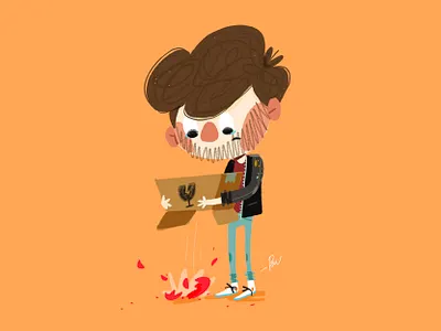 Broken box broken cartoon character color cute design fragile heart illustration