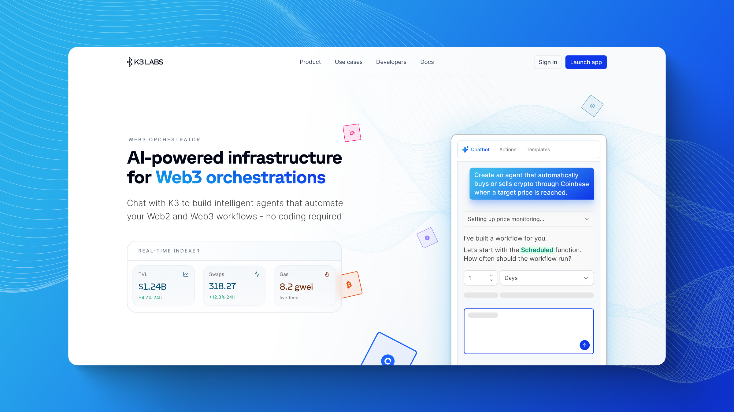 K3 Labs | AI-First Workflow Platform ai chat design ai chat first design blockchain design product design web3 design workflow builder design