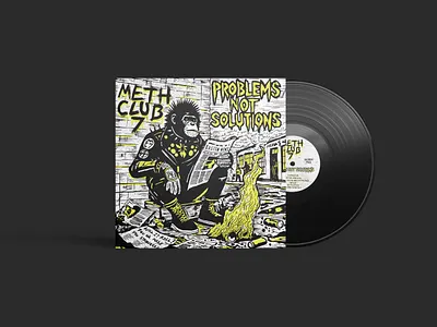 Meth Club 7 Problems Not Solutions Album Artwork artwork badge branding hand drawn identity illustration illustraton logo logo design punk record typography vinyl