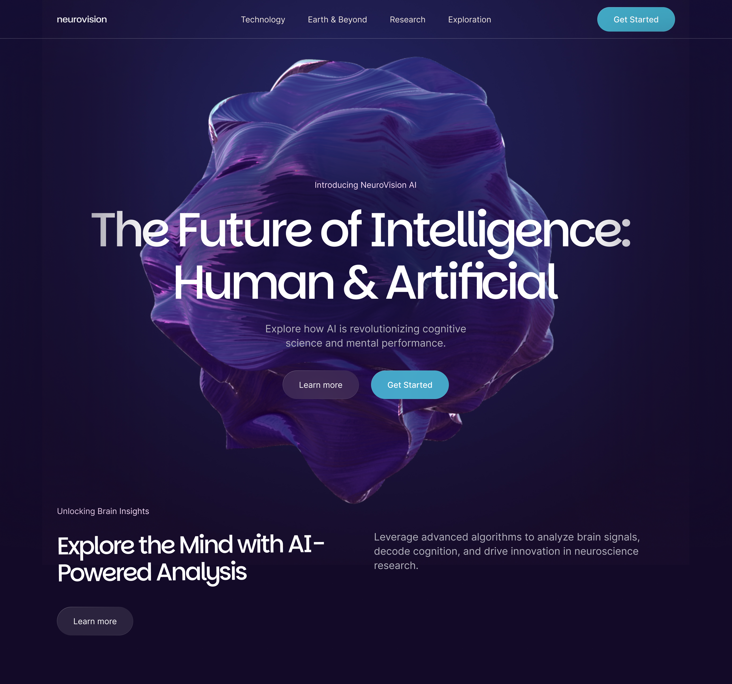 AI-Powered Neuro Design - Hero Section ai design artificial intelligence cognitive science dark mode design futuristic ui innovation interface landing page neuroscience ui ux web web design