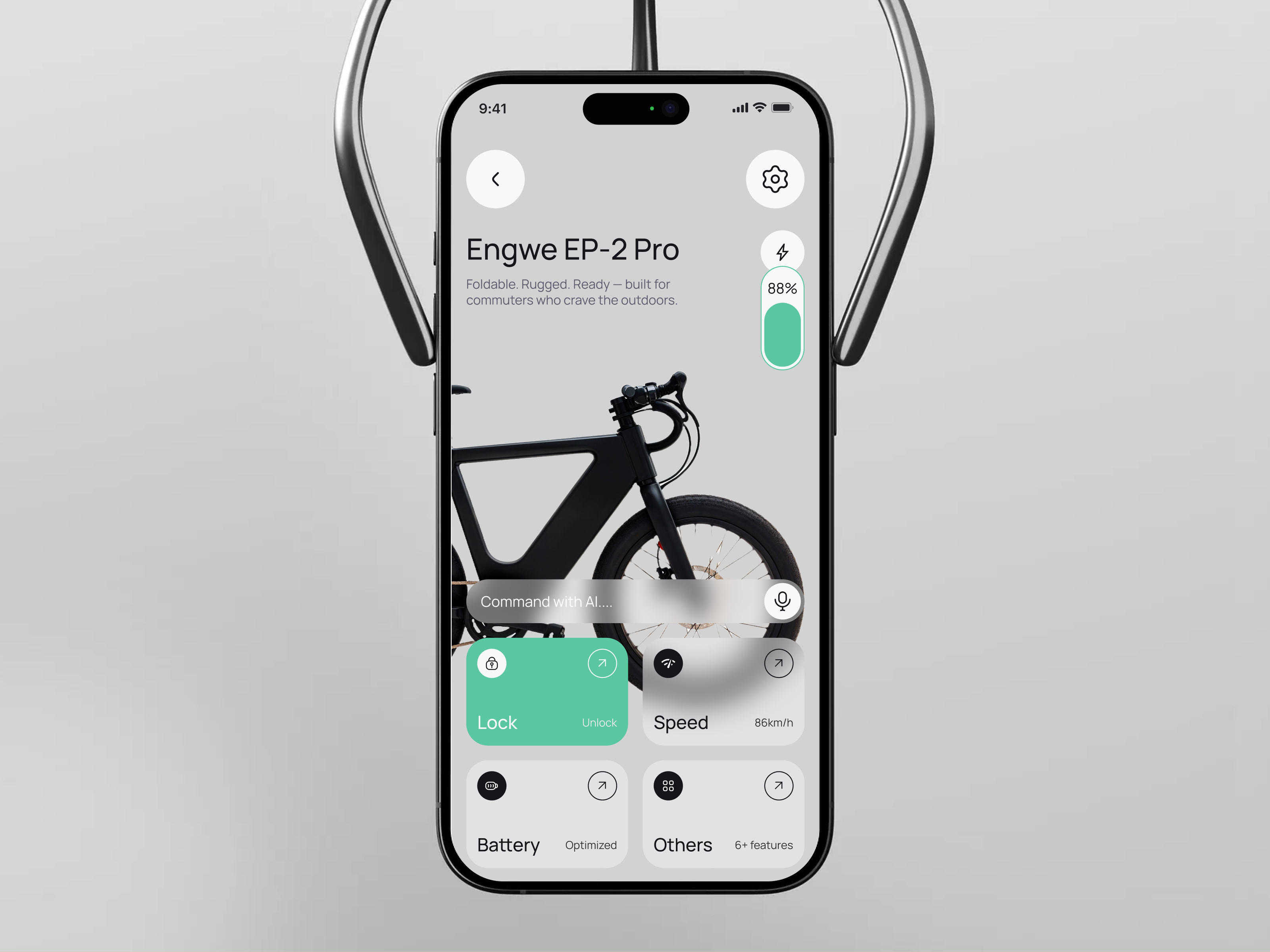 E-bike mobile app UI ai bicycle app ui bicycle app bike store ui e bike ebike mobile app ebikeos ecycle electric ios app mobile app navigation smart app transportation app