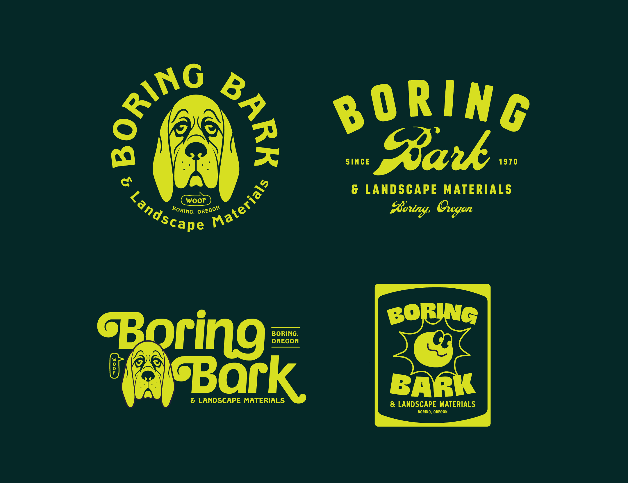 Boring Bark badge boring bark branding design hand drawn illustration lettering logo mightymo mightymoss typography